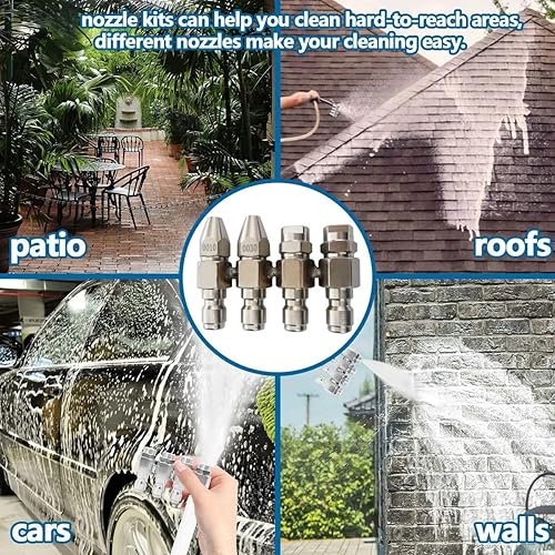 Miniatura 3 de Boquilla de lavado a presión de 4 GPM, kits de boquillas de lavado suave de limpieza de agua de punta Jrod de 4 vías, soporte de punta de lavado de
