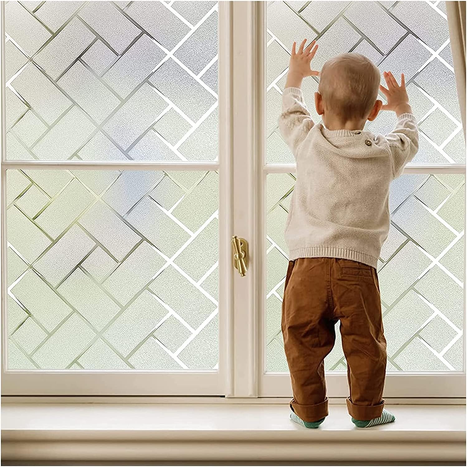 Window Privacy Film NonAdhesive Frosted Glass Window Film