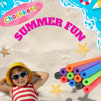 Chochkees Floating Pool Noodles Foam Tube 2-Pack, Thick Hollow Noodles for Floating in The Swimming Pool, 52 Inches Long