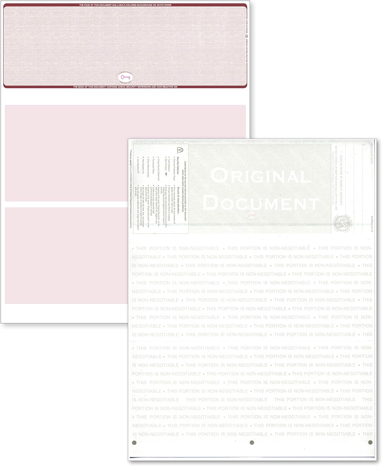 Blank High Security Top Computer Checks, 250 Burgundy Checks : Office Products