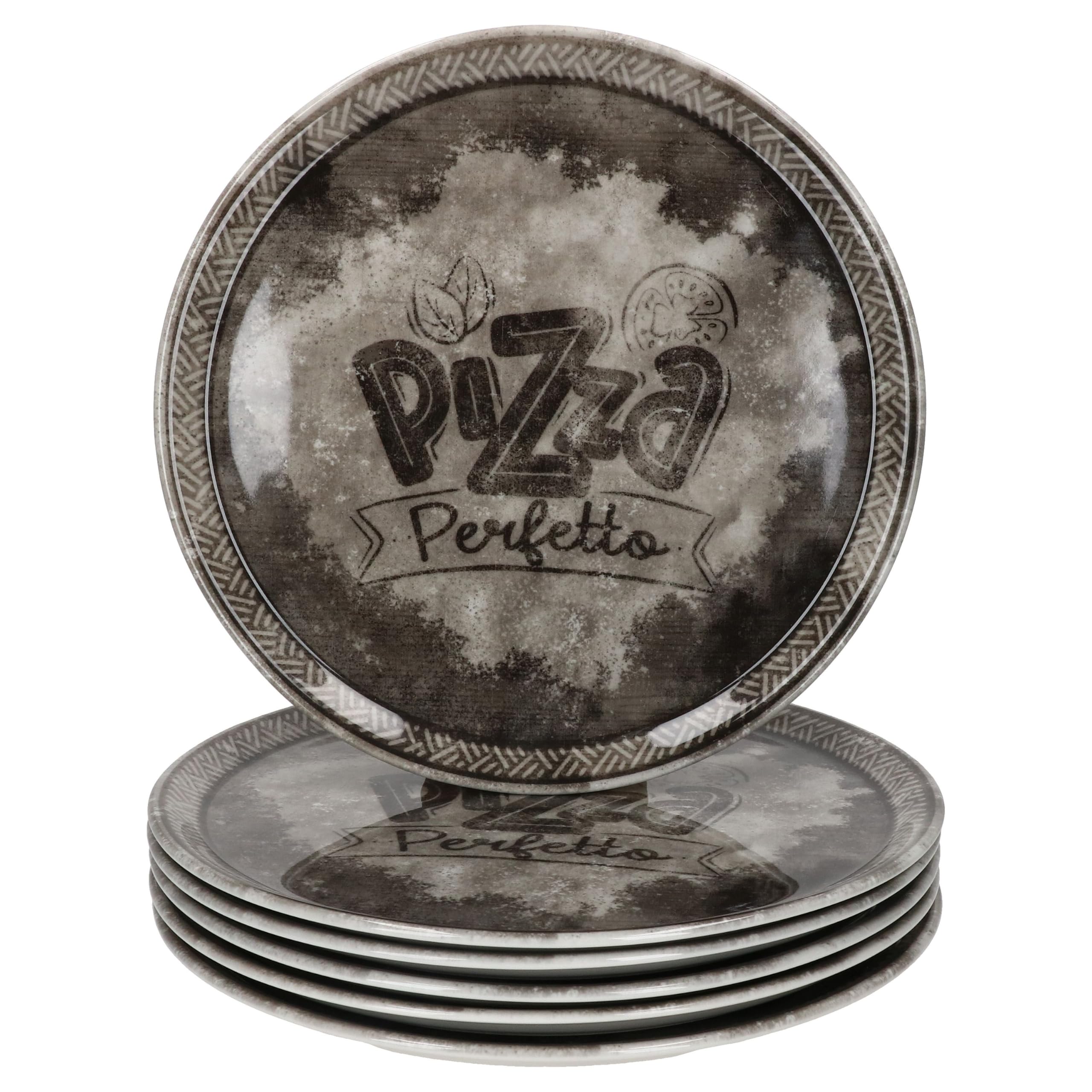 MamboCat Perfetto Lot de 6 assiettes à pizza en porcelaine noire Ø 31,5 cm