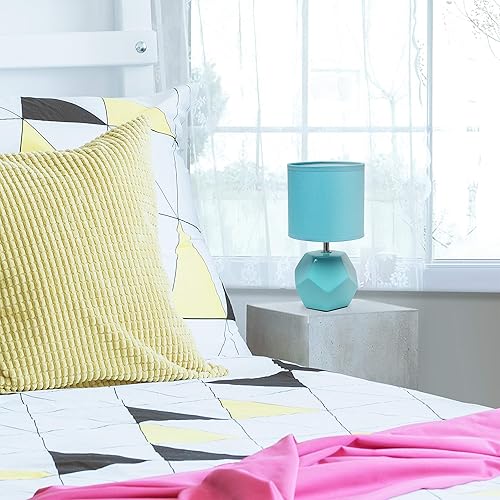 Miniatura 4 de Simple Designs LT2065-BLU - Mini lámpara de mesa redonda con pantalla de tela a juego, color azul (paquete de 24)