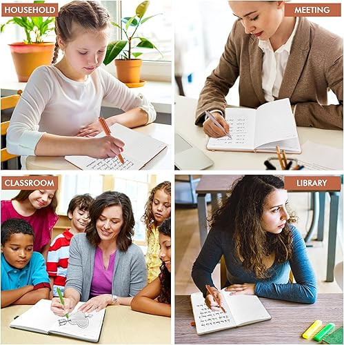 Miniatura 7 de feela Cuaderno de tapa dura para el trabajo, juego de diario clásico con líneas rayadas, suministros escolares y de negocios, con 3 bolígrafos