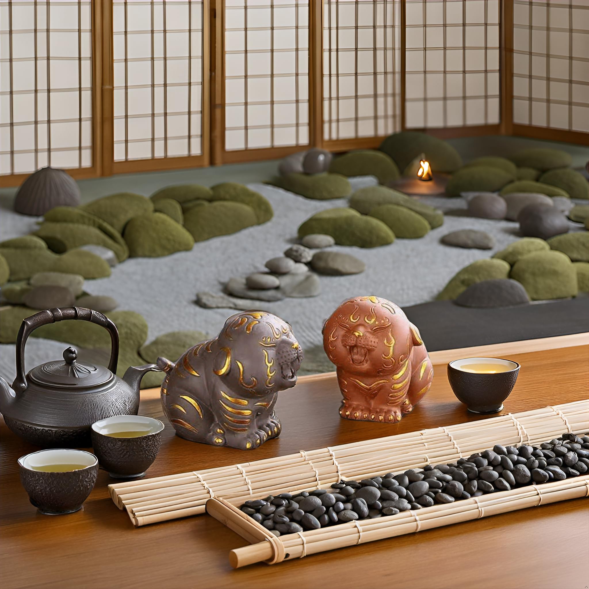 Hormsdar Chinese Purple Clay Tea Pet Tiger Cute Funny Tea Accessories Lazy Kung Fu Tea Sets for Tea Lovers Home Car Shelves Decor (Red)