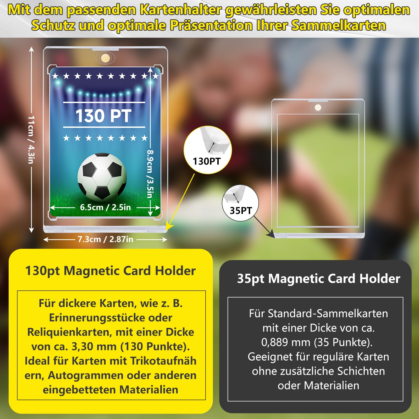 Meetory 15 sztuk uchwyt magnetyczny na karty 130PT koszulki na karty kolekcjonerskie z ochroną UV - twarde przezroczyste koszulki na karty z tworzywa sztucznego do Yugioh, Magic, Pokemon, MTG