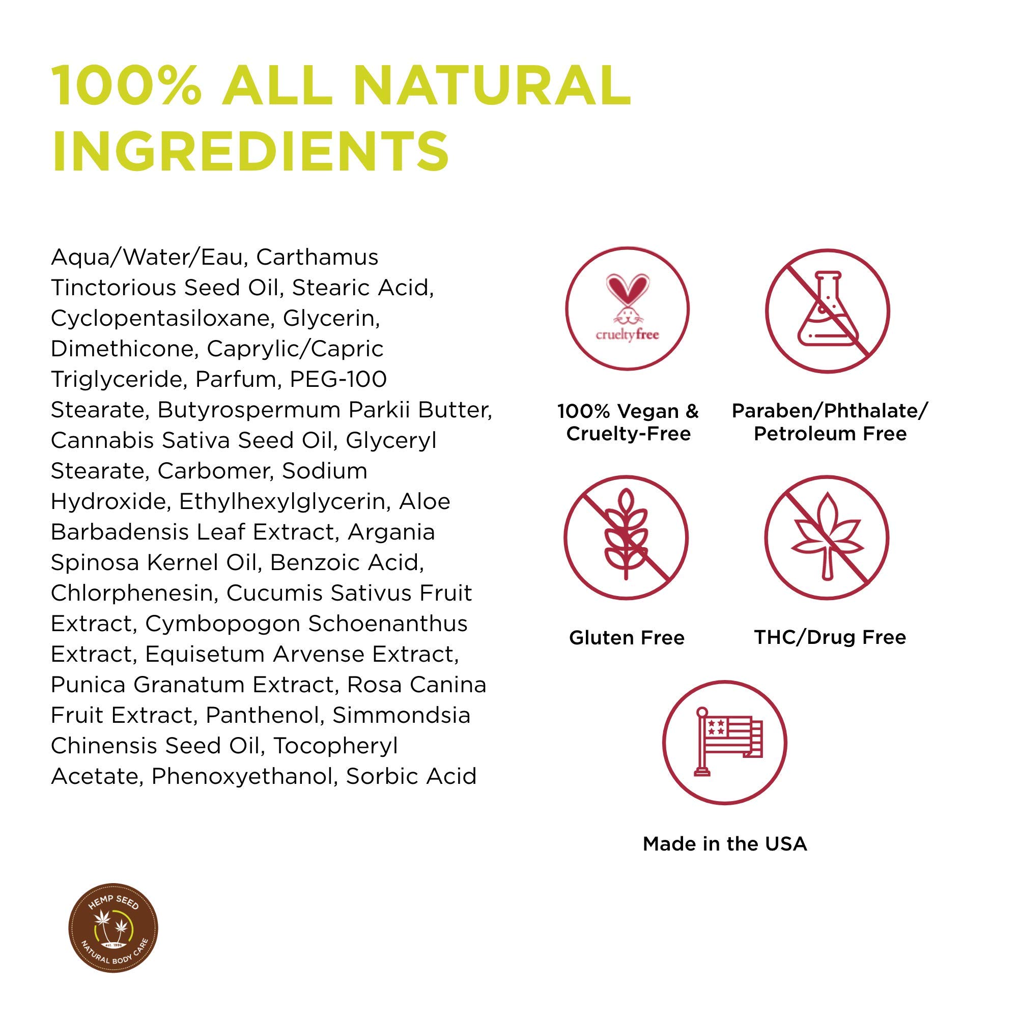 Hemp Seed Skin Butter - 8 oz. - Total Body Moisturizer - Hemp Seed Oil, Jojoba Oil, Shea Butter - Vegan & Cruelty Free