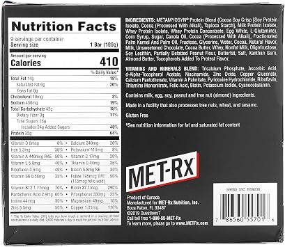 MET-Rx Big 100 Colossal Meal Replacement Bar Super Cookie Crunch 9/3.52 Ounce