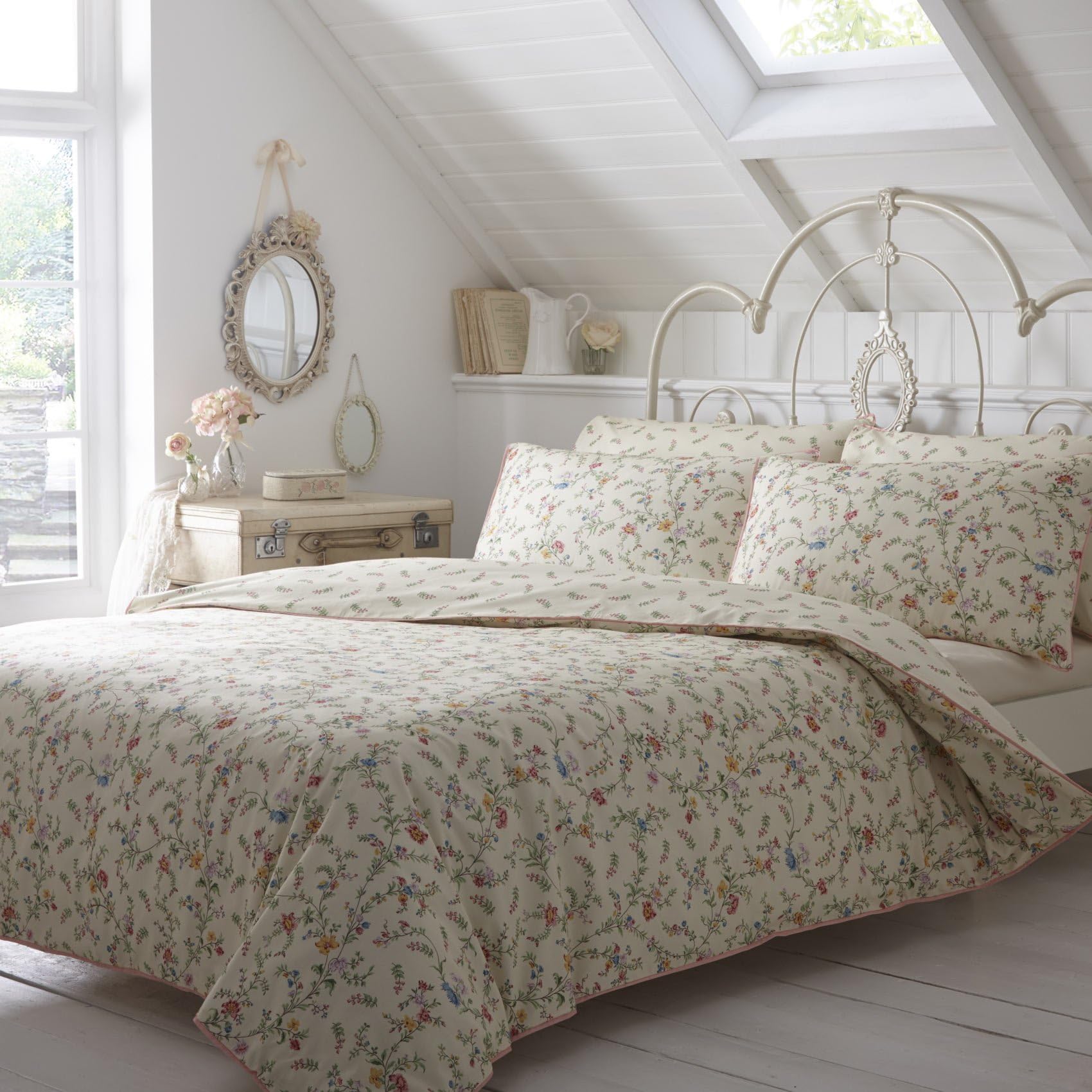 Vintage Vantona Claudine Floral Bedding Duvet Cover 2 Pillowcase Set, Multi - Double Size