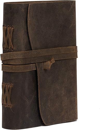 Miniatura 86 de Diario de viaje de cuero, cuaderno encuadernado vintage hecho a mano para hombres y mujeres, acabado antiguo, cuero de búfalo auténtico, papel