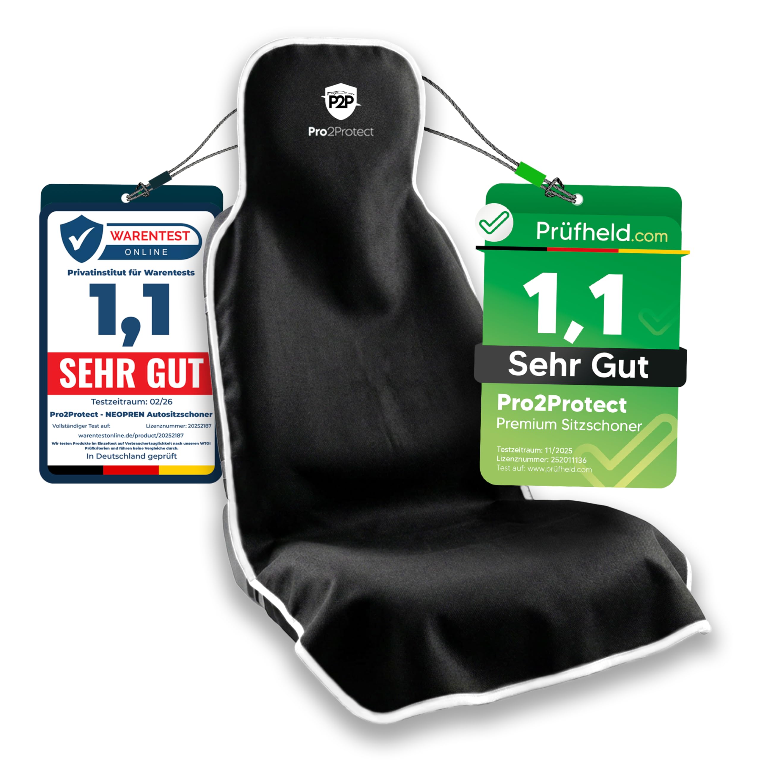Pro2Protect® NEOPREN [2x Test SEHR GUT] Autositzschoner Vordersitze | WASSERDICHT | Autositzbezüge Sitzauflage Sitzbezüge | Schonbezug vorne, Autositzauflage Sitzschoner Auto Zubehör Innenraum Gadgets