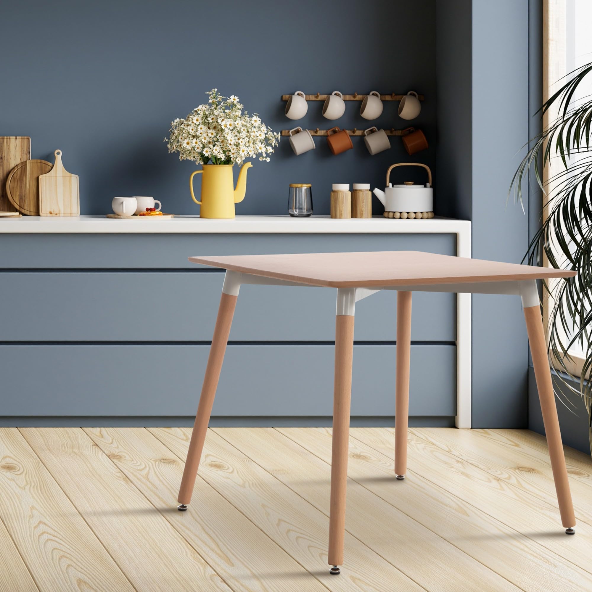 CLP Mesa Auxiliar Viborg I Mesa de Centro con Tablero de MDF I Mesa de Café con Base de Madera I Mesa de Cocina Nórdica, Color:Natura, Tamaño:80 cm