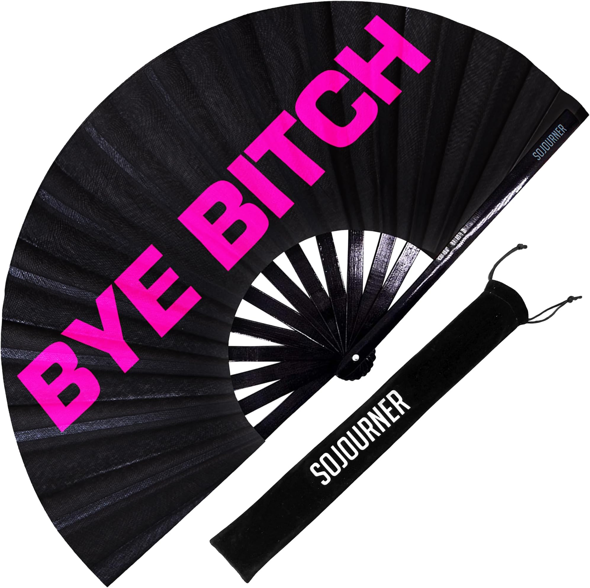 SoJourner Bags Rave Fan - Large Folding Fan - Clack Fan Hand Fan for Raves, Halloween, Burlesque, Rainbow Outfits for Women & Festival Accessories