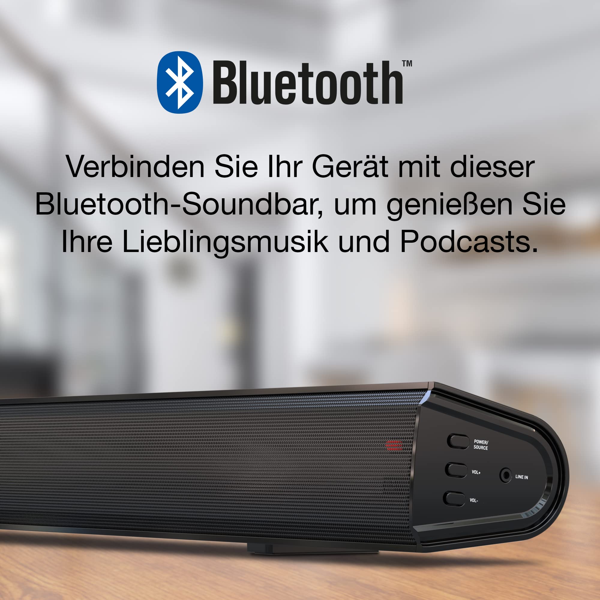 Cello YWS15M-DE TV soundbar 2 x 10 W + 20 W = 40 W kabel Bluetooth 12 V do telewizorów kempingowych, zasilacz czarny