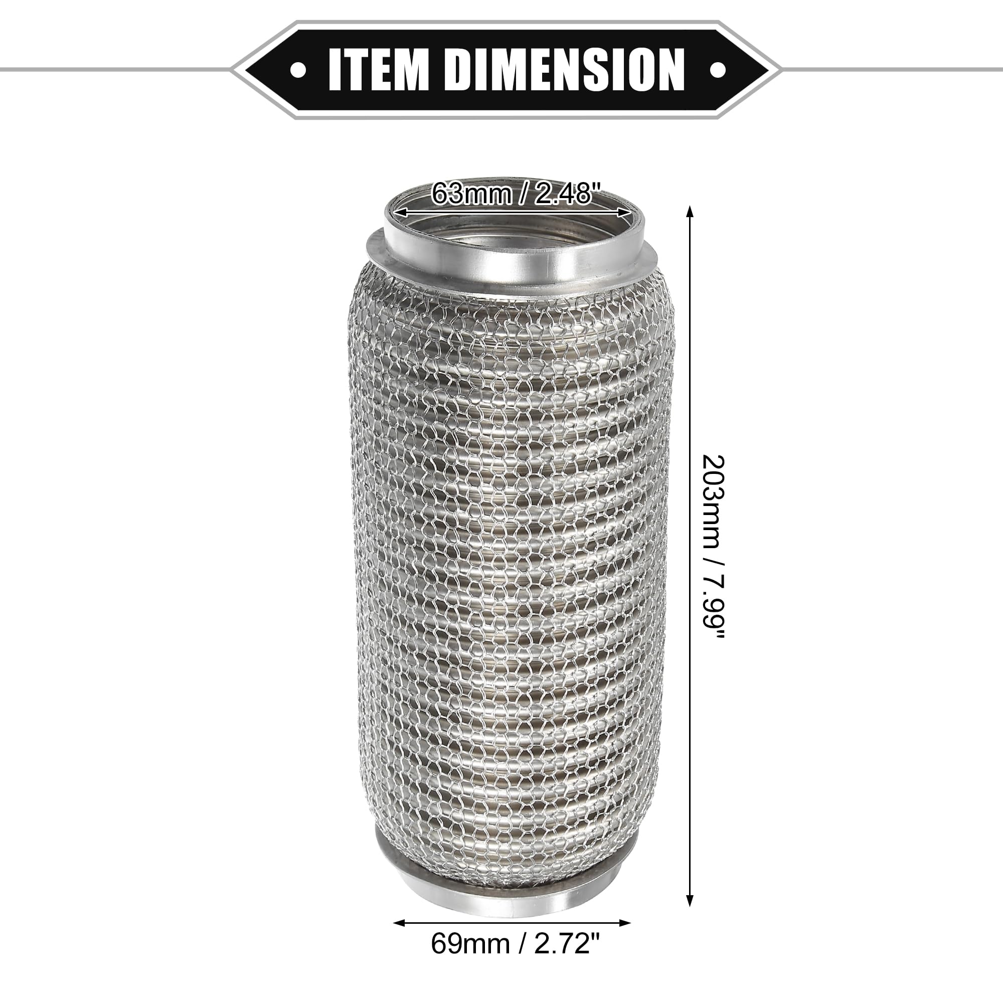 A ABSOPRO Tuyau Flexible Échappement 1pc Pour Voitures Camions Acier Inox