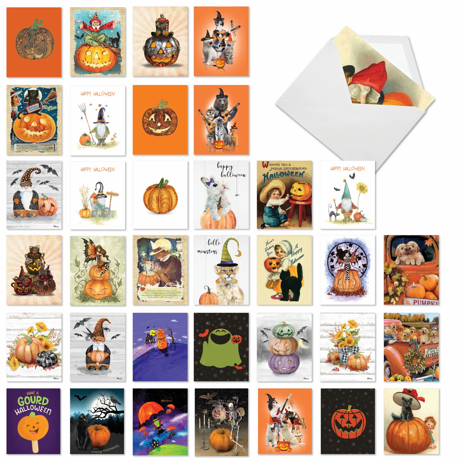 Amazon.com : The Best Card Company 36 Assorted Halloween Note Cards Box ...