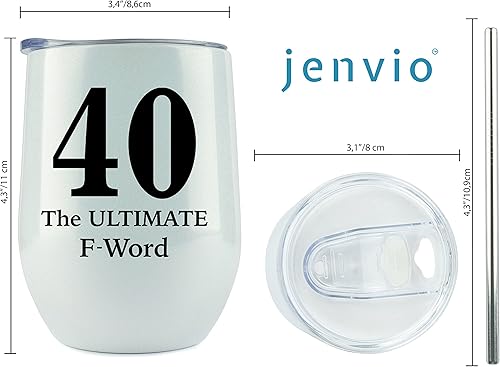 Miniatura 4 de JENVIO Regalos de 40 cumpleaños  40 is the Ultimate F Word  Vaso de acero inoxidable para hombres, mujeres, marido, esposa, ella, regalo de vino de