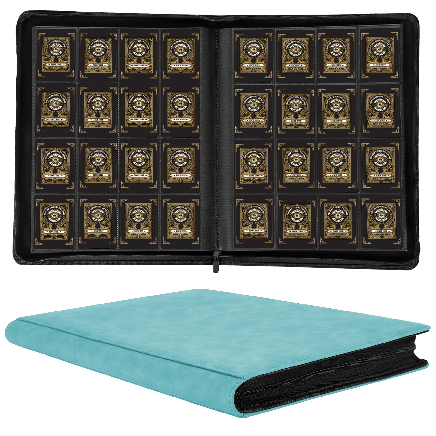 Raccoglitore per carte collezionabili con oltre 1000 tasche, 16 tasche, senza anelli, per YuGiOh, MTG, TCG, carte da gioco, carte sportive, biglietti da visita (verde chiaro)