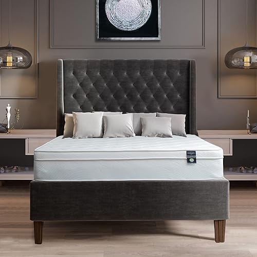 Aylas Furniture Oliver & Smith - Colchón híbrido de 8 pulgadas de espuma fresca y cómoda, con funda de algodón orgánico transpirable, enrollado en