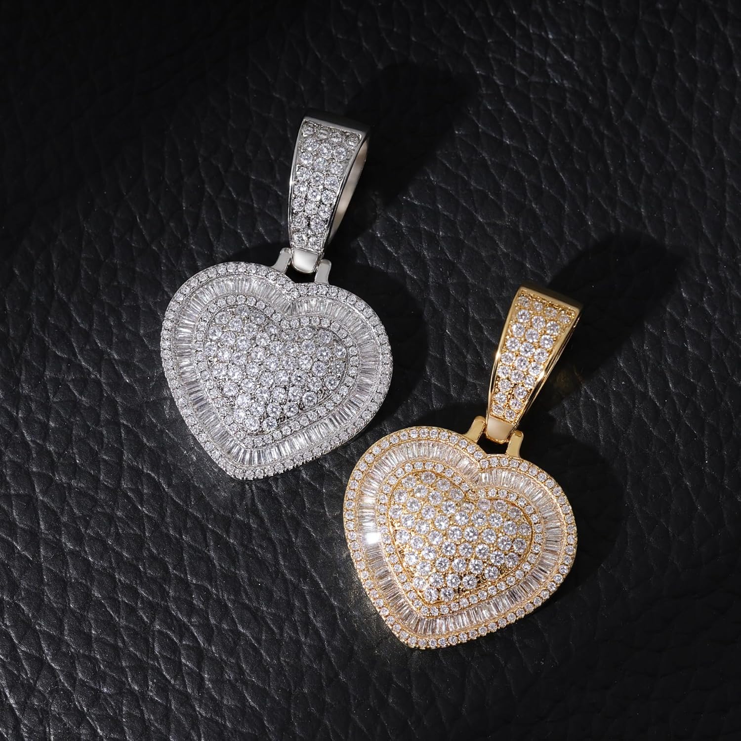 Lulu Mel Silver Heart Necklace 14K Gold Plated Heart Pendant Cubic Zirconia Necklace for Women Men, Iced Out Love Necklace Jewelry Gift Valentine's Day/Mother's Day/Christmas/Anniversary/Birthday Gift