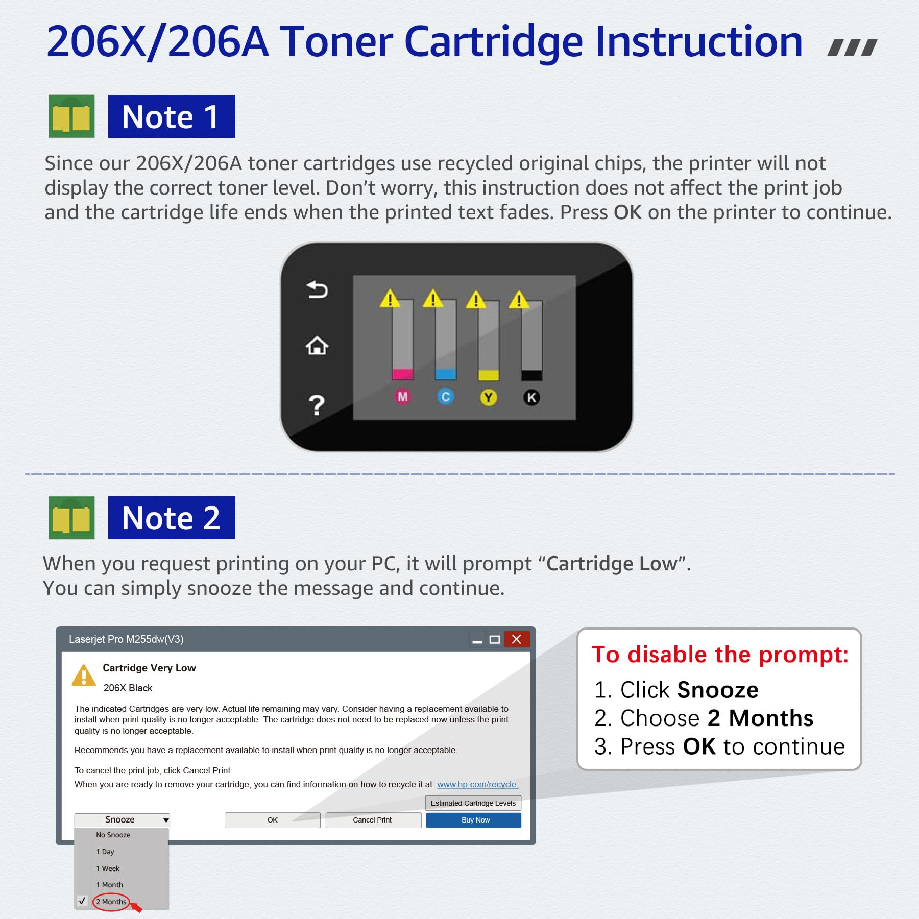 CMYBabee Lot de 4 Cartouches de Toner de Rechange pour HP 206X 206A pour imprimante Color LaserJet Pro MFP M283fdw M283cdw M283fdn M282mw Pro M255dw M255nw M283 M255 W2110X W2110A Haut rendement