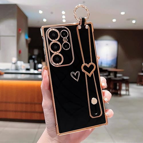 Vista 53 de ZTOFERA Funda para Samsung Galaxy A13 5G con correa para la muñeca, bonito borde chapado de lujo, patrón de corazones de amor para niñas y mujeres