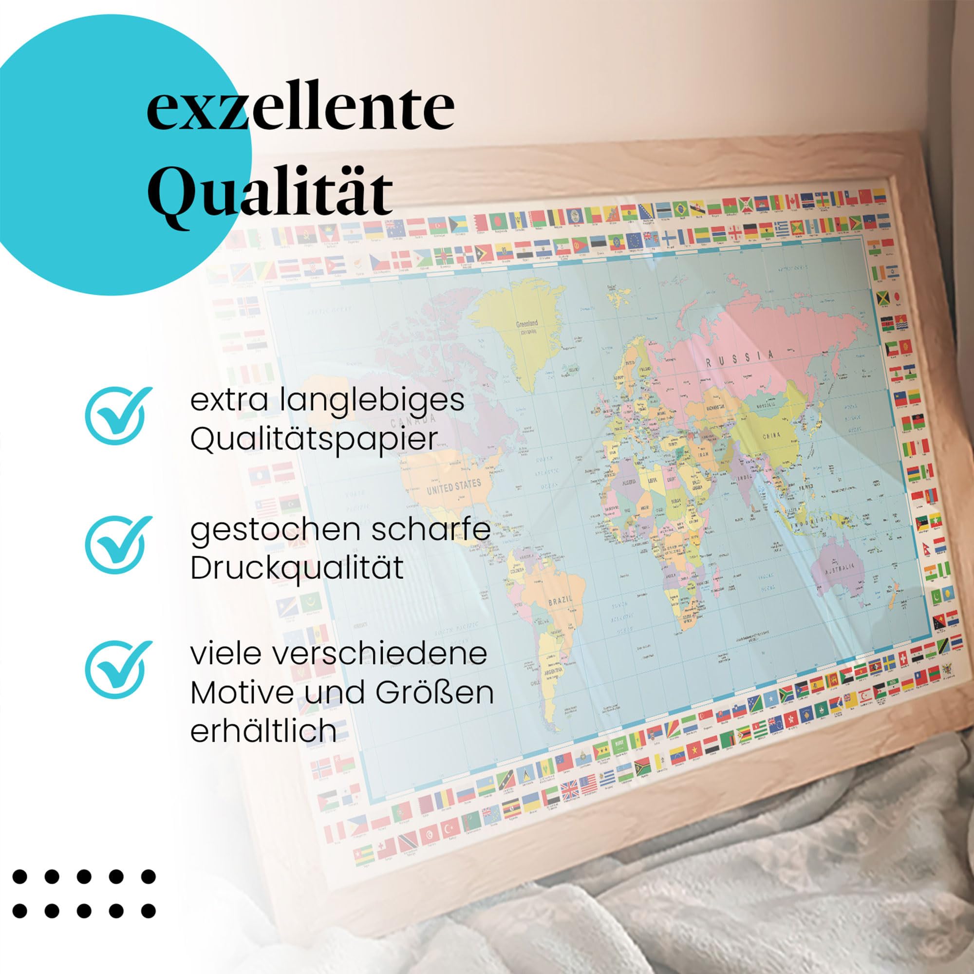 Kinderzimmer Deko Weltkarte \u0026 USA-Karte Poster Laminiert - 35,6x49,5cm  Lernposter Für Kinder Laminiertes Lernposter Weltkarte USA Flaggen, image size:2000x2000