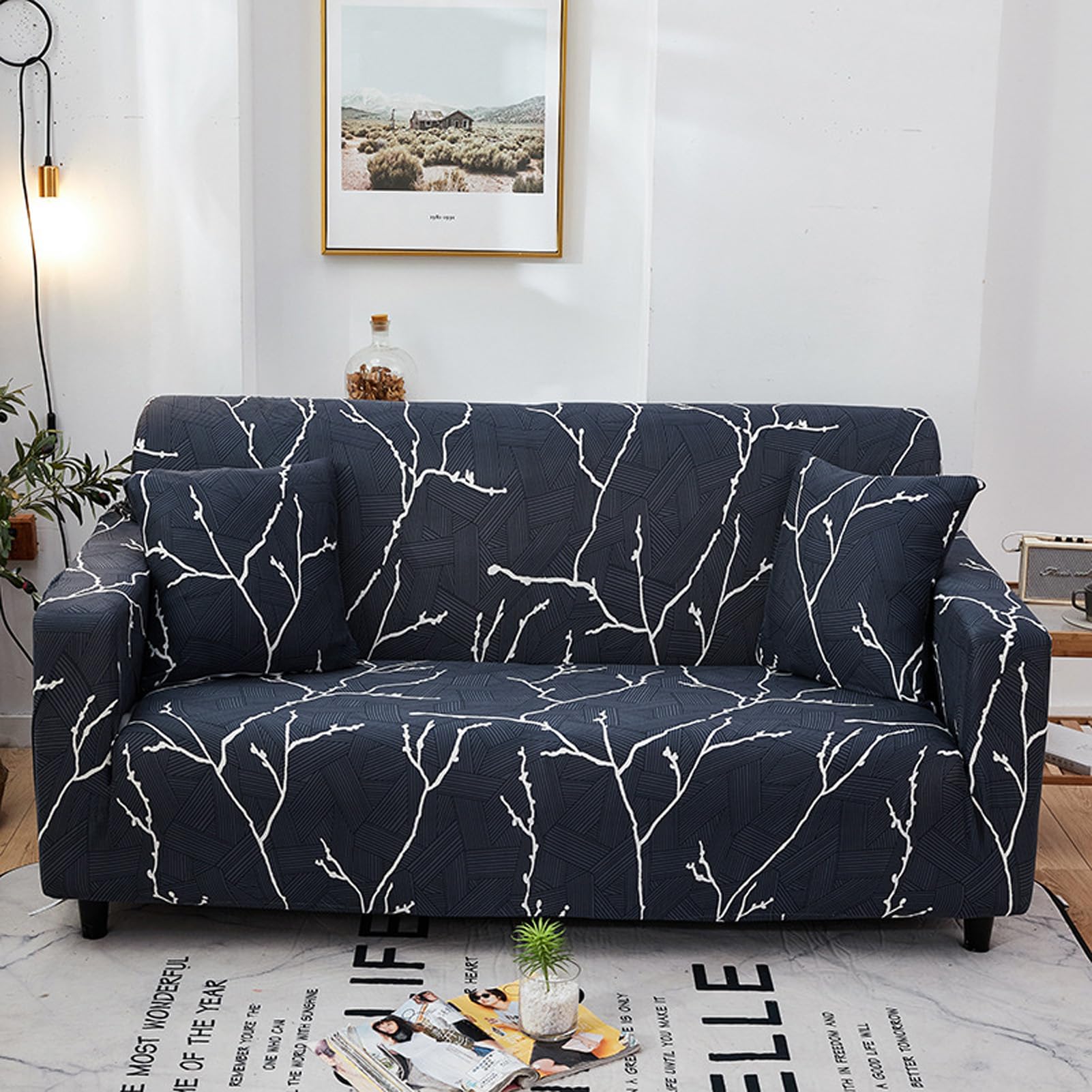 Housses canapé imprimées et extensibles en velours pour un intérieur cosy