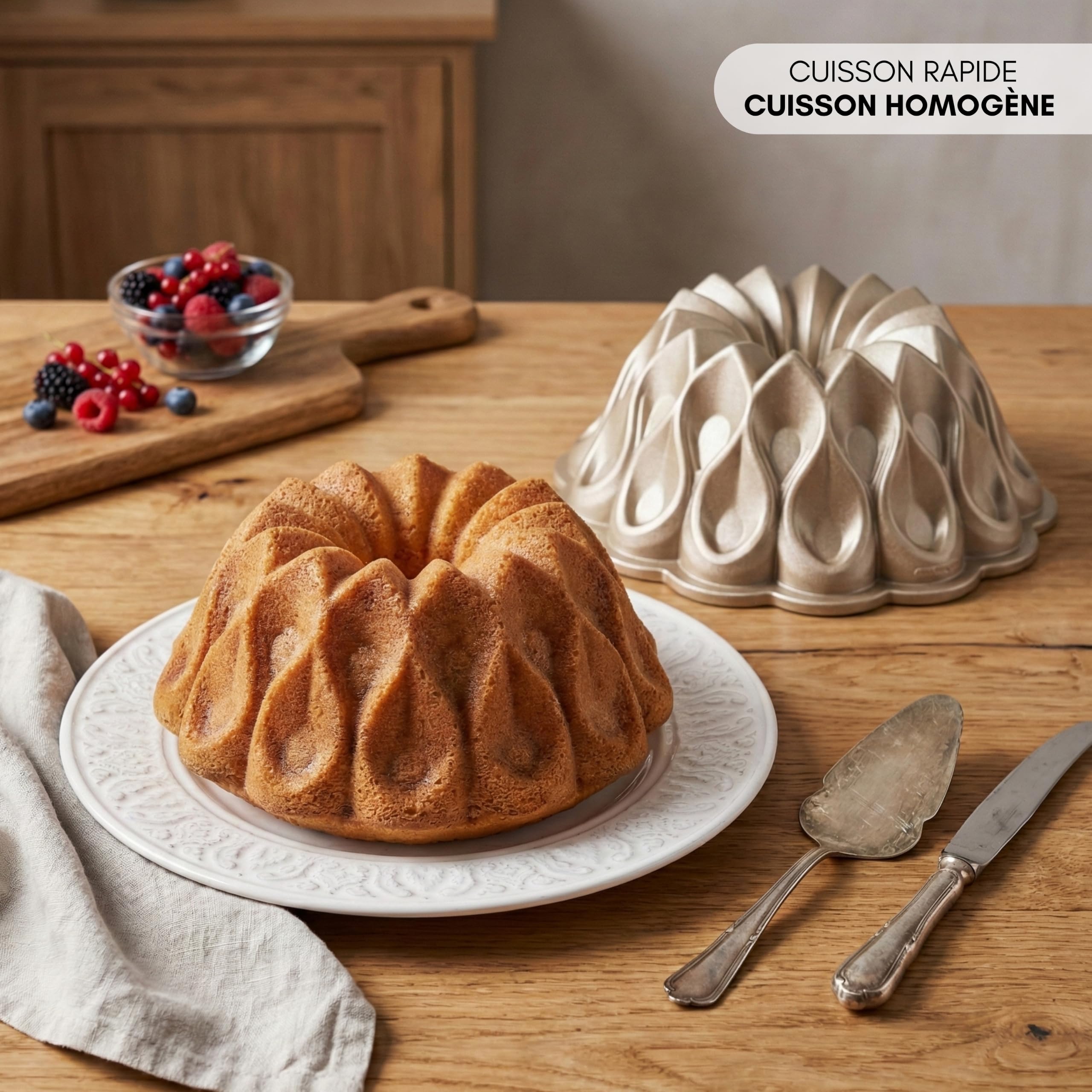 Erreke Moule à Gâteau avec Double Revêtement Antiadhésif, Blaze | Moule Kouglof. Moule Gateau. Moule à Tarte. Aluminium Moulé Résistant. Savarin Cuisson Uniforme. Pour Pâtisserie Maison
