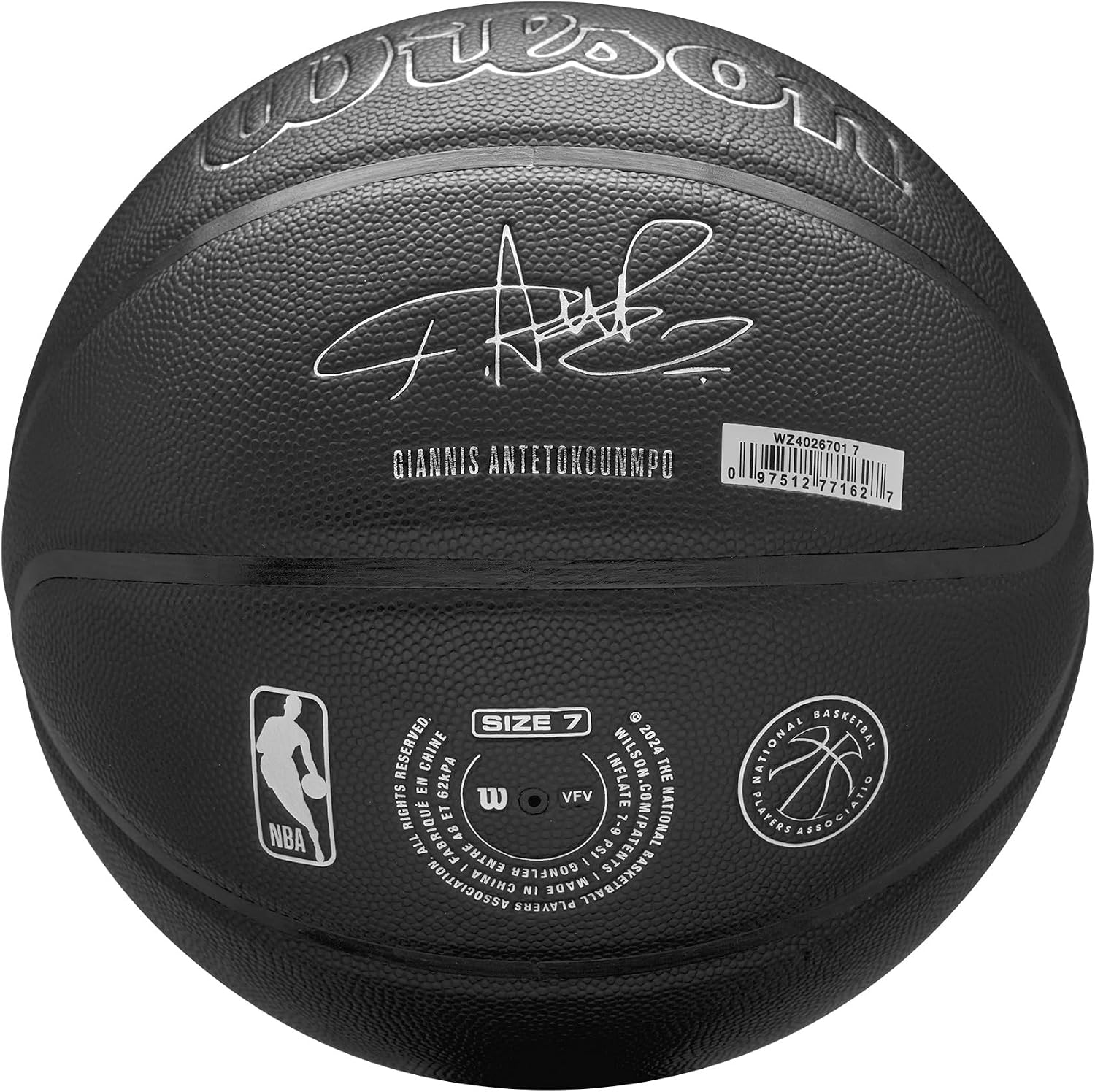 Wilson NBA Nightmode Basketball - Giannis, Black, 7