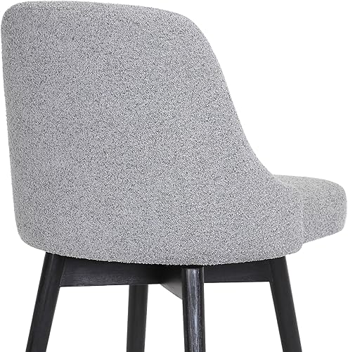 Miniatura 9 de Armen Living Sicily Taburete giratorio de madera negra de 30 pulgadas en tela gris claro