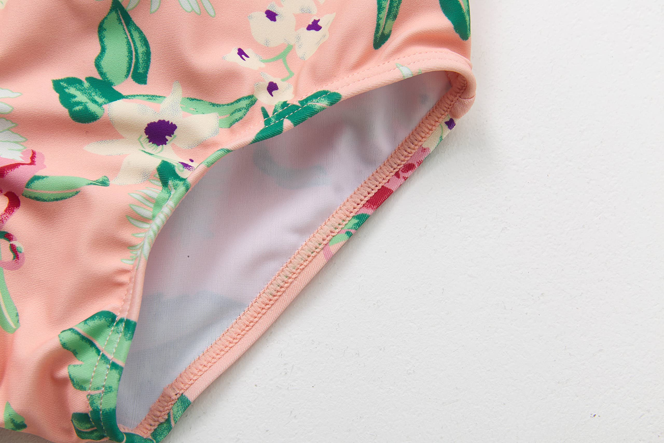 BONVERANO Costume da bagno da bambina, con protezione UV e fiori, fiori