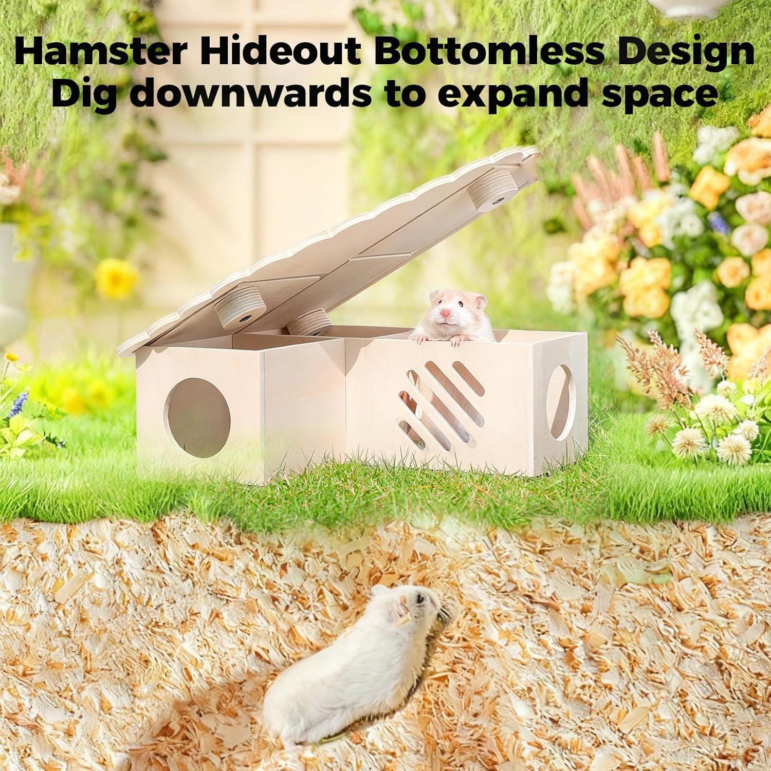 Mini&moe Hamster Hideout - Multi-Chamber Hamster Houses Maze with Platform Rat Hideout and Tunnel Explore Toys for Dwarf Gerbils Chinchilla Mice