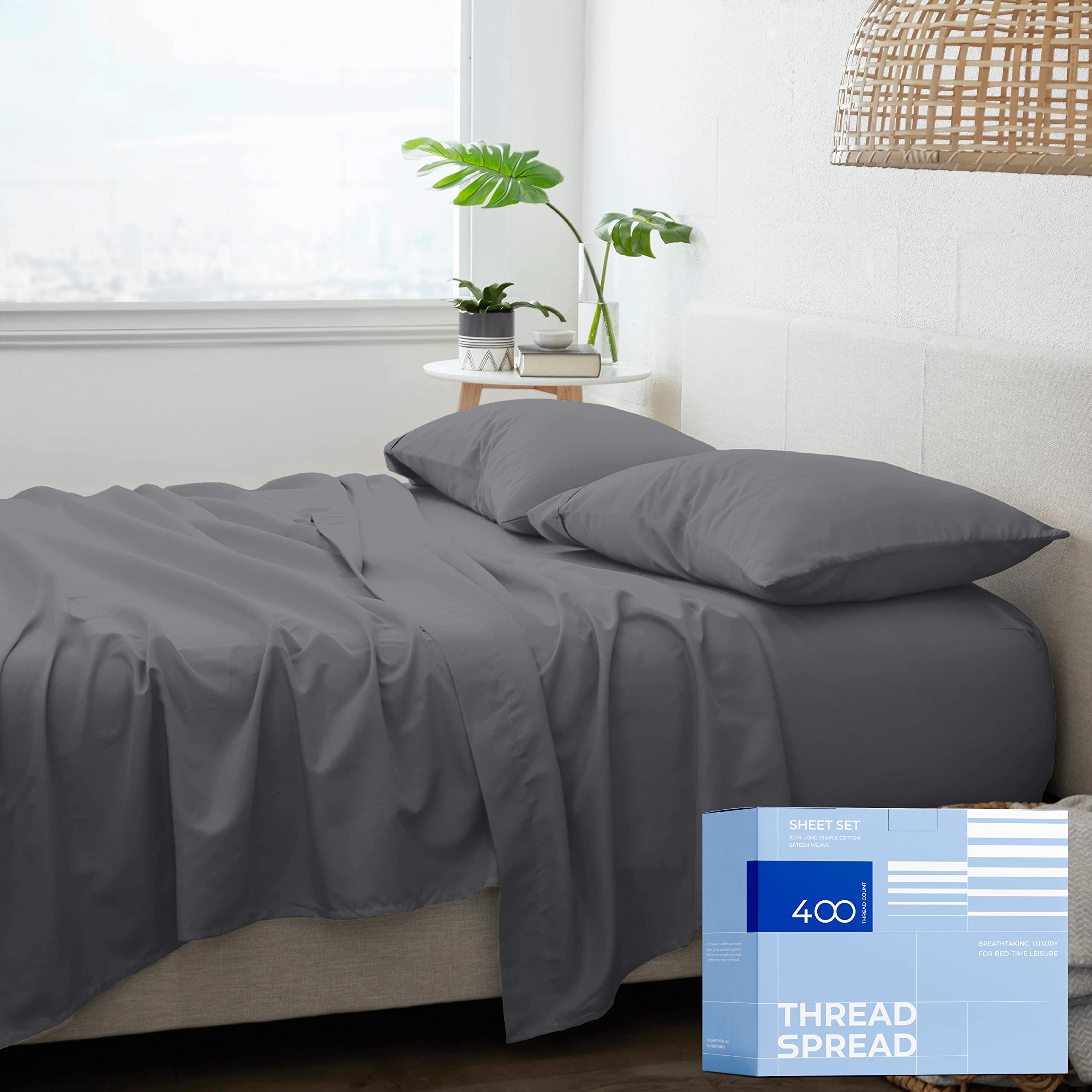 Cotton King Dark Grey Sheets 