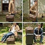 Genuine Leather Briefcase for Men 17 Inch Laptop Crossbody Shoulder Messenger Office Bag Brown Vintage Attache Case Handbag for Business Travel Work Lawyer - Large