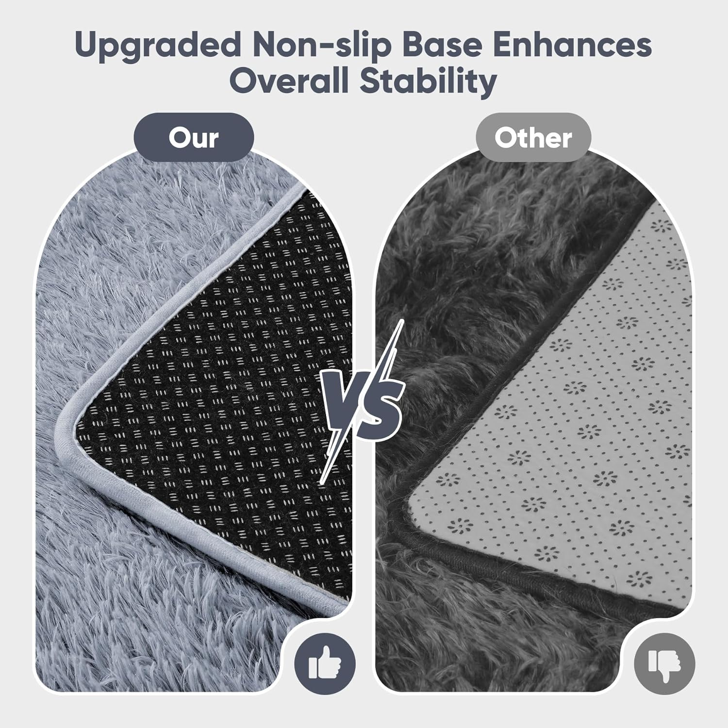 Area Rug for Living Room Bedroom: 4x6 Grey Soft Fluffy Shag Upgrade Non-Slip High Pile Carpet Large Fuzzy Plush Indoor Floor Decor Shaggy Rug for Kid Boys Girls Dorms Playroom Nursery Modern Home