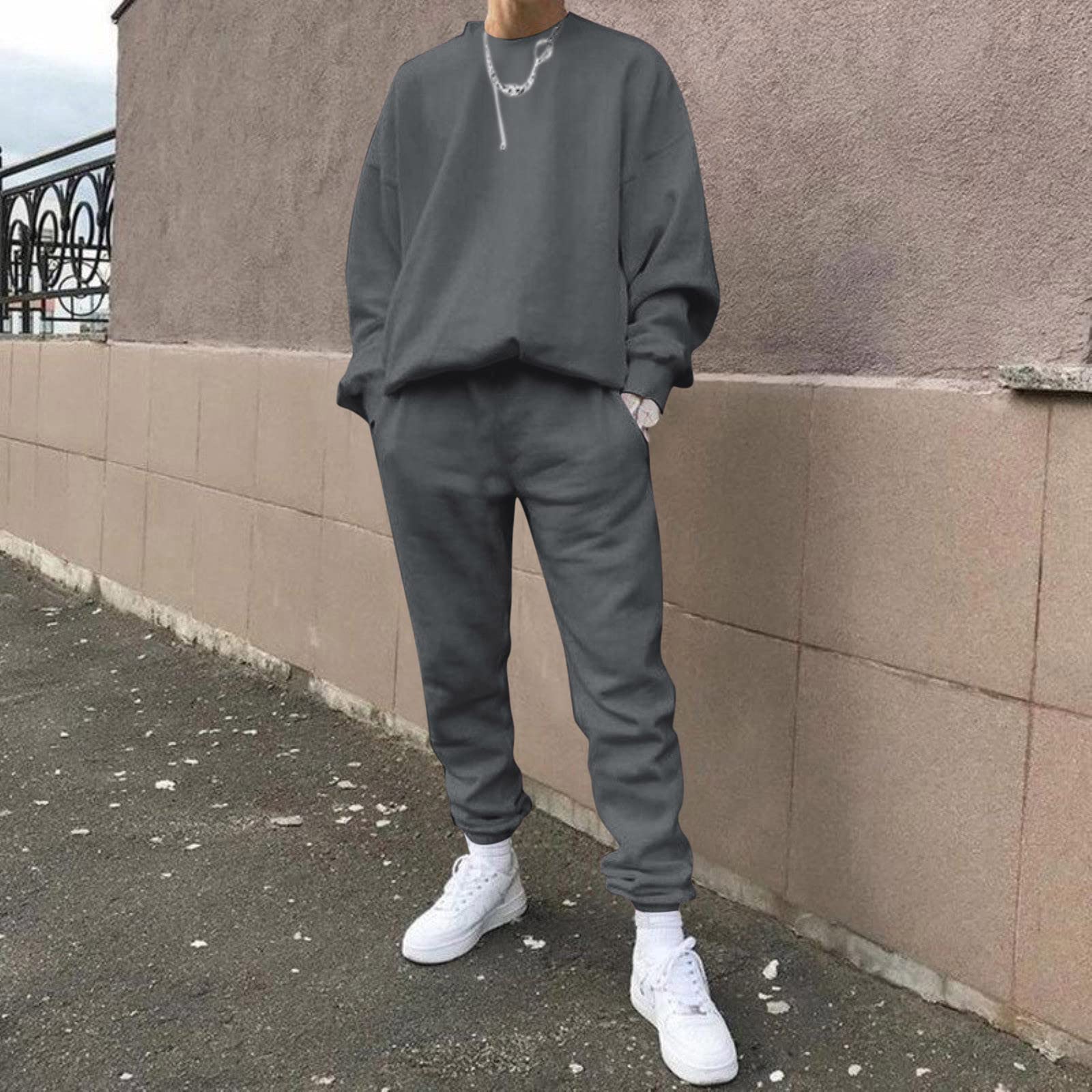 Générique Męski 2-częściowy zestaw bawełniany top i spodnie strój domowy piżama kokonująca sport casual moda komfort podstawowy A65