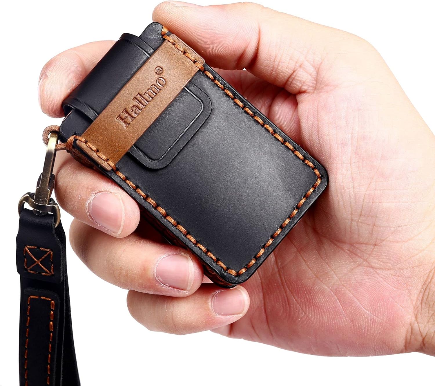 ontto 5-Button Car Key Cover for Cadillac Key Fob Case Leather Key Holder Stylish Key Shell Blue