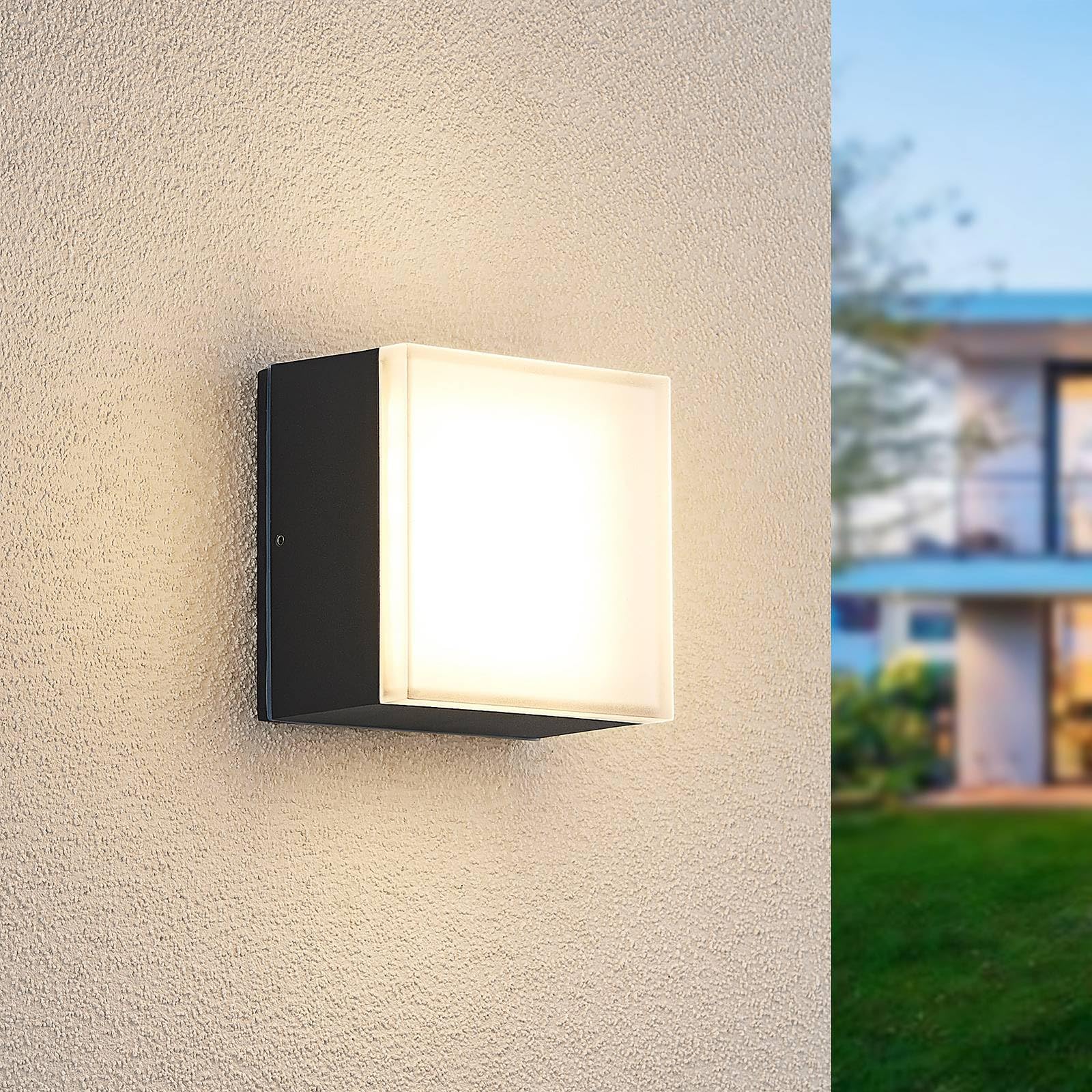 Lindby Plafoniere LED (Moderno) colore Nero, in Alluminio lampadina inclusa lampada da esterni per giardino terrazzo balcone e casa plafoniera