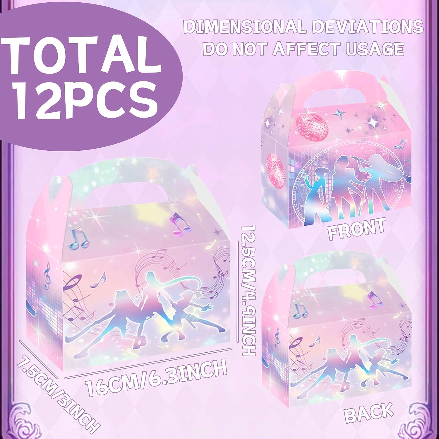 Thirty and Thirsty 12Pcs Purple Cool Girl Goodies Boxes Purple Cool Party Favors Gift Bags Candy Treat Box Sprinkle Birthday Decorations Party Supplies