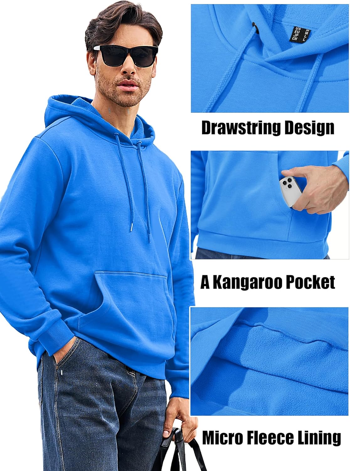 MAGCOMSEN Men's Active Hoodies Fleece Lined Sweatshirts Casual Athletic Workout Pullover With Kangaroo Pocket - Image 4