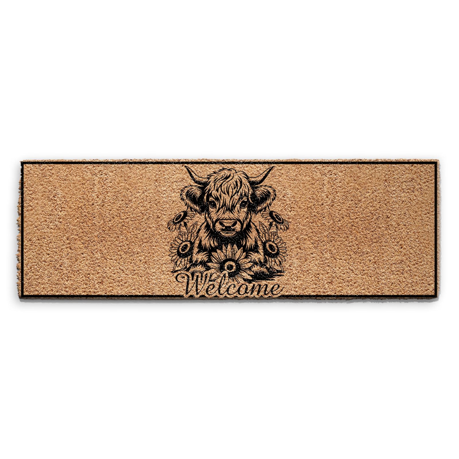 Hairyworm Highland Cow Doormat (240cm x 80cm) Large, Scottish Welcome Entrance Door Mat, Coconut Core Fibre Heavy Duty Mat, Rug, Coir Ultra Wide Door Mat โ image 1