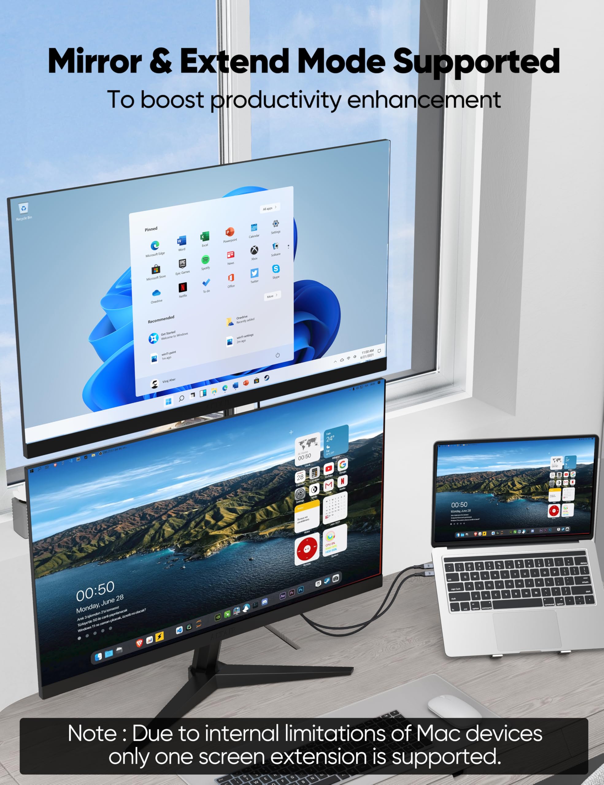 Cavi da USB C a HDMI 4K a 60Hz, confezione da 5, cavo ad alta velocità da tipo C a HDMI da 1,8 m, compatibile con Thunderbolt 3/4/5, con iPhone serie 16/15, Galaxy S24/S23, MacBook, iPad, monitor, TV