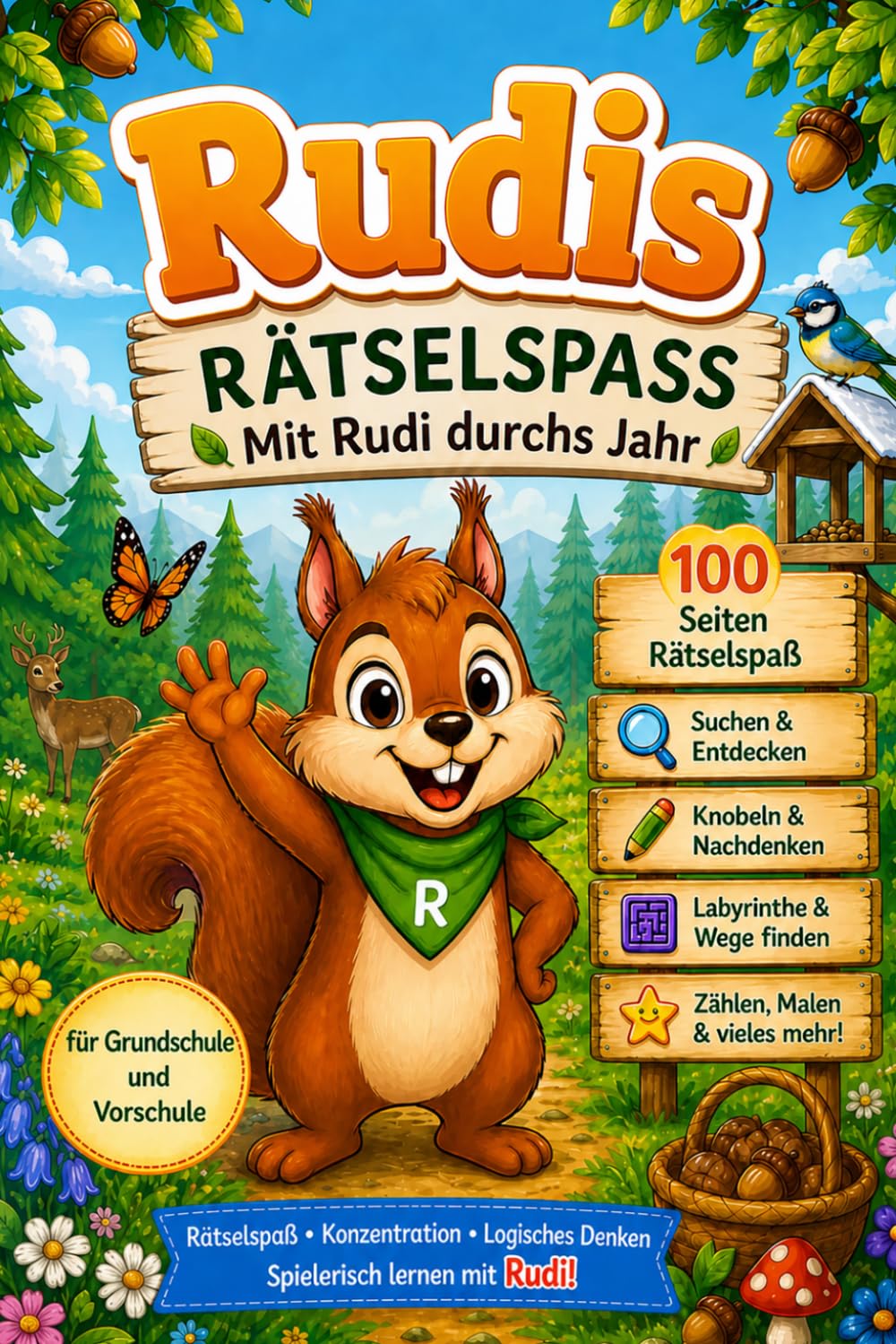Rudi - Rätselspaß mit dem cleveren Eichhörnchen: Über 100 Seiten Rätselspaß, Konzentration, logisches Denken, spielerisch Lernen