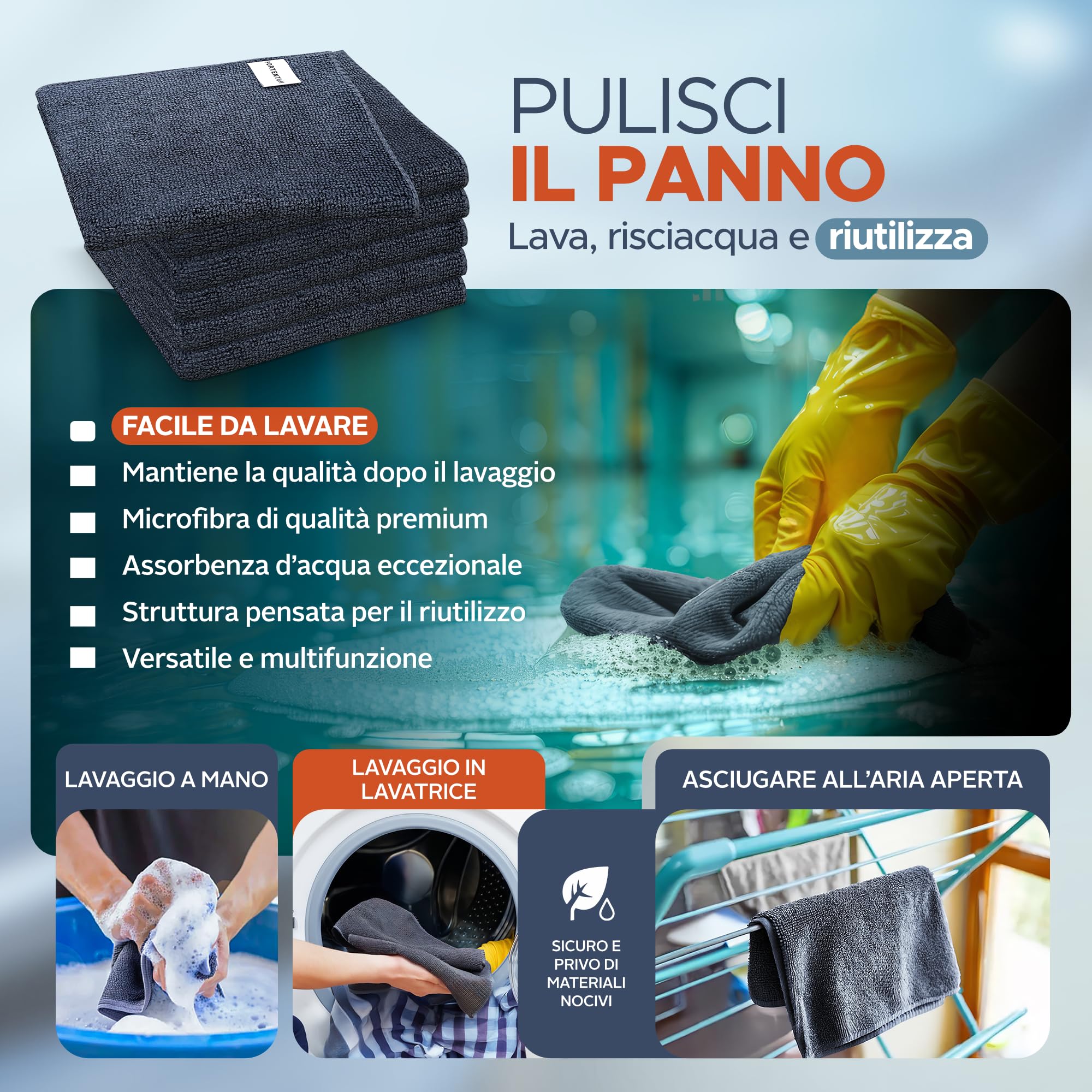 AIDEA Panni per la pulizia in microfibra, confezione da 50 pezzi