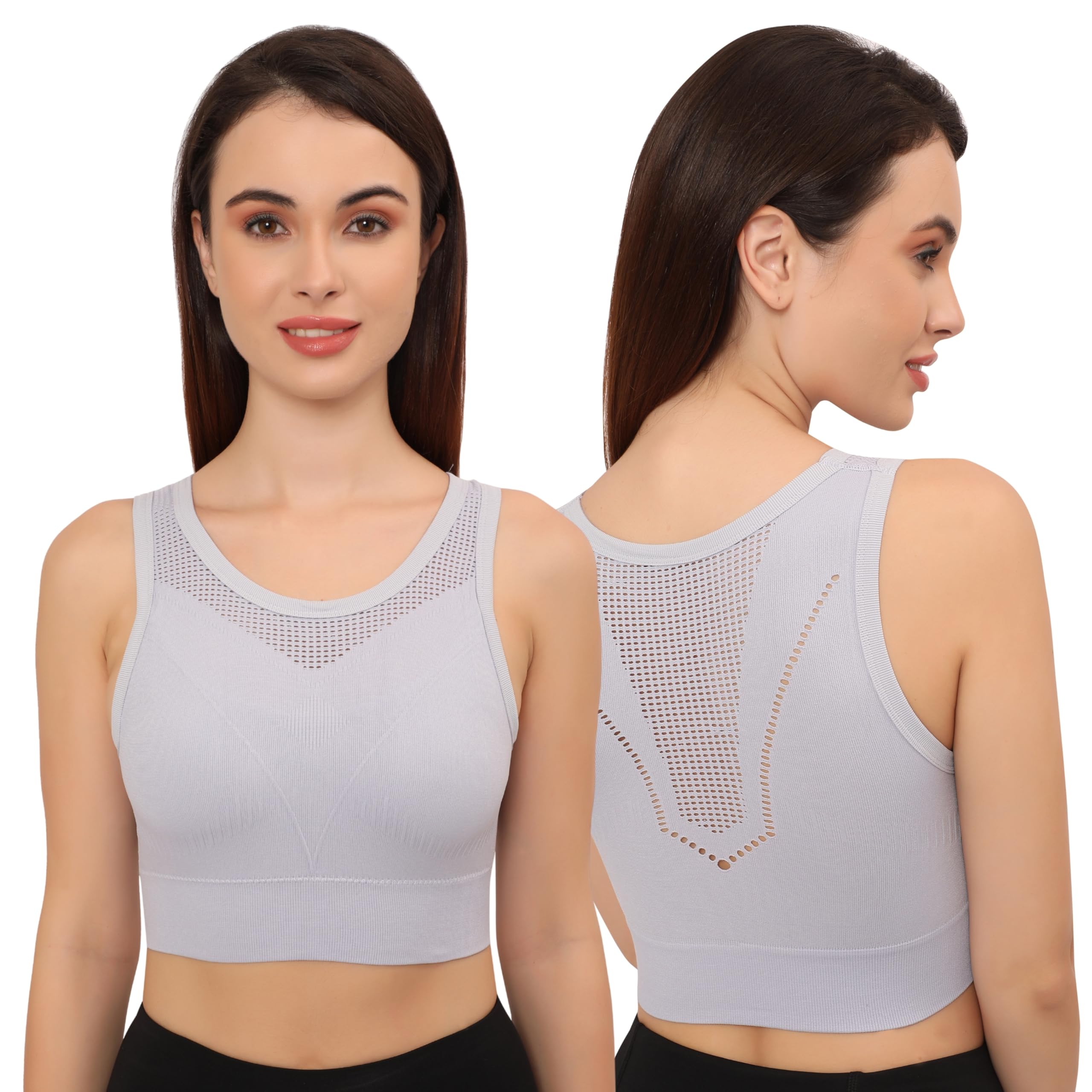 glamoras Women's Polyester Spandex Padded Wireless Sports Bra | Full Coverage, Seamless & High Support Sports Bra for Workout & Yoga | Size: S-XL-picture-26