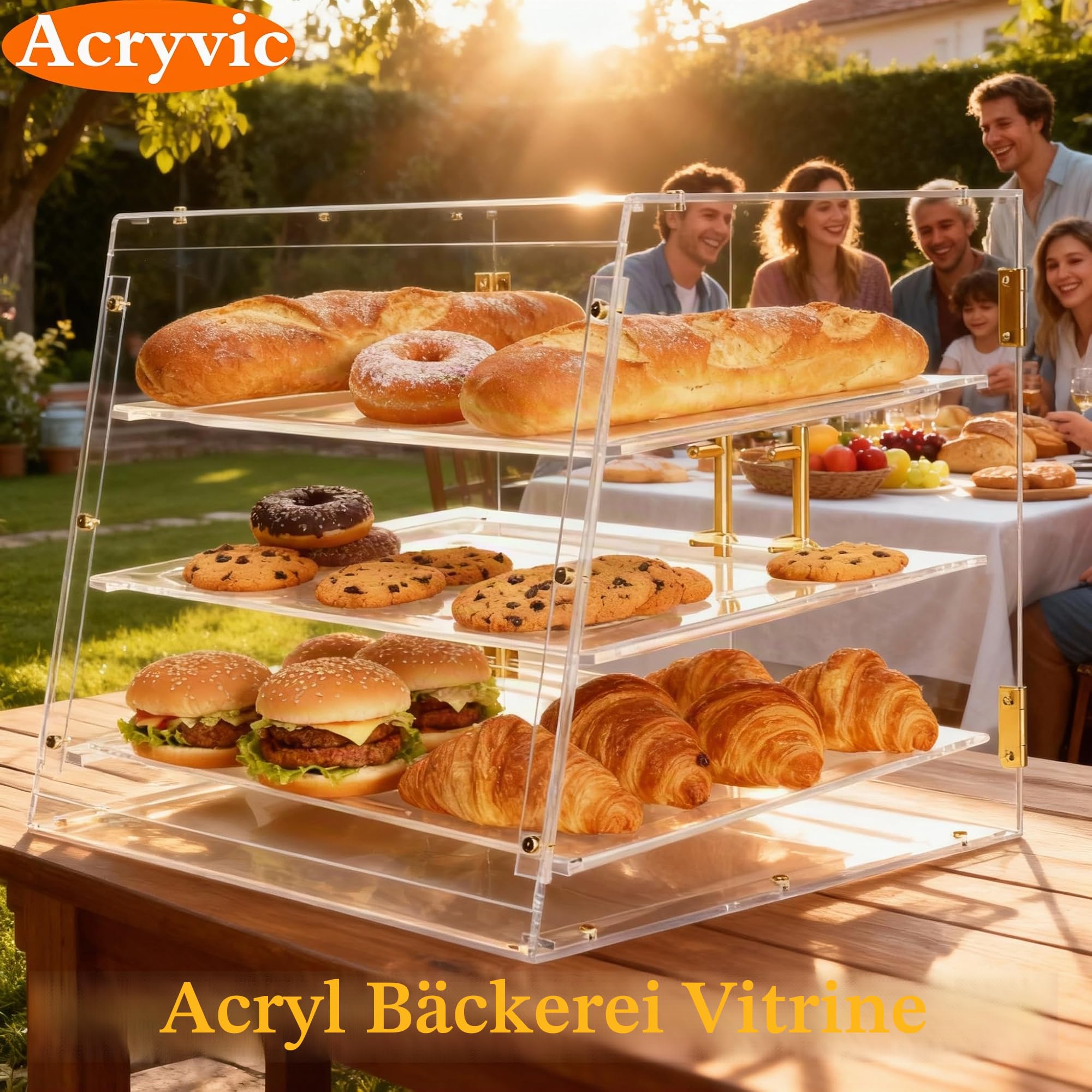 Commercial Bakery Vitrine mit magnetischen Türen hinten, 53 x 43,5 x 42,6 cm, Gebäckvitrine für Küche, Donut