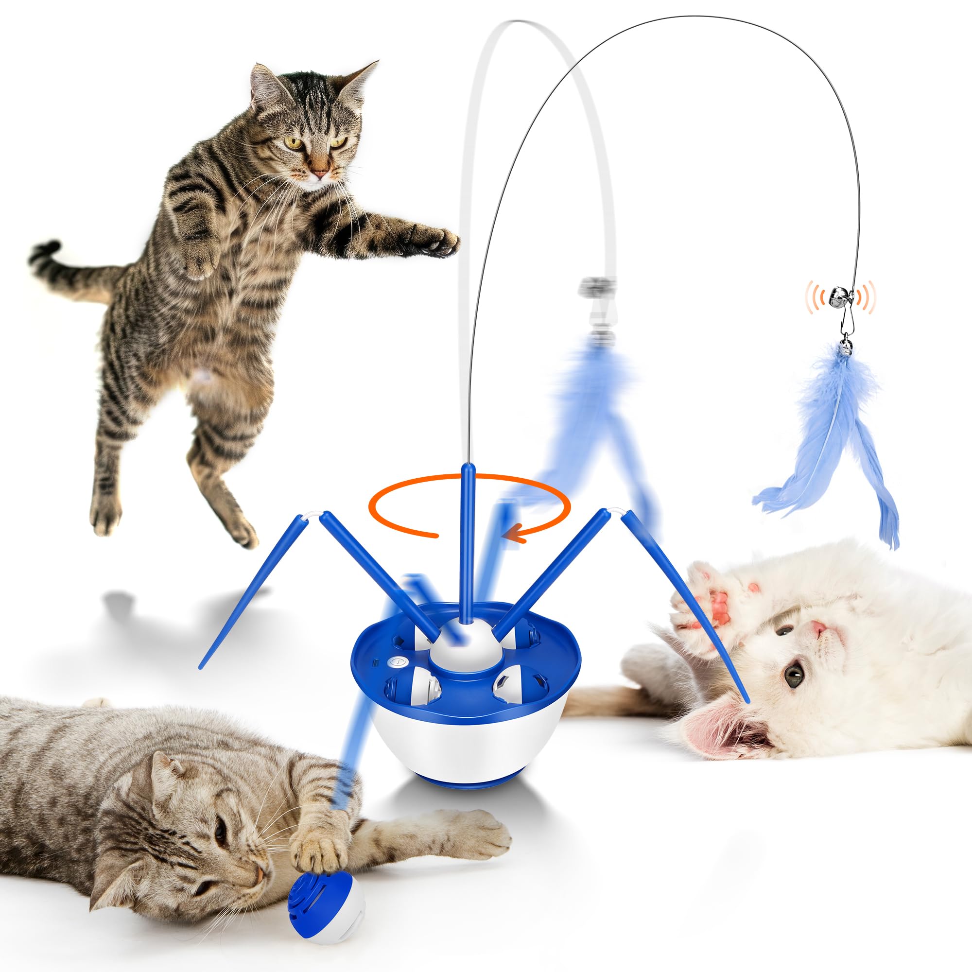 Amazon.com: Pawingcat Automatic Cat Toys,7in1 Detachable Interactive Cat Toy,  USB Rechargeable Cat Toys for Indoor Cats with Feather Butterfly Ribbon Cat  Wand Catnip Ball for Cats Enrichment (Blue) : Pet Supplies