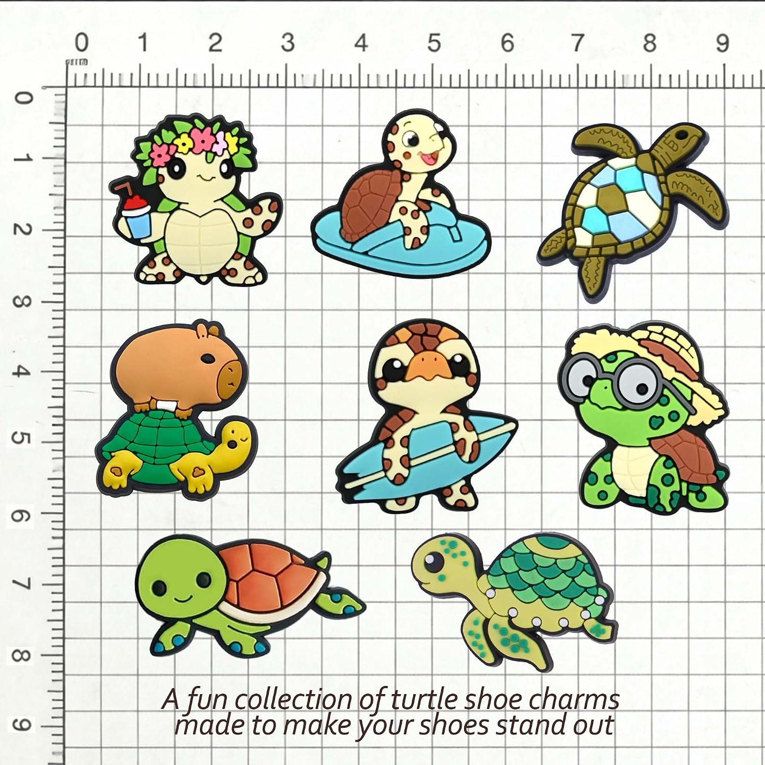 Turtle Shoe Charms Set, 10PCS Cute Sea Turtle PVC Charms for Clogs and Sandals, Ocean Animal Shoe Accessories, Party Favors, Birthday Gifts