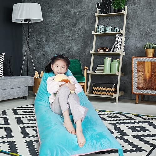 Miniatura 45 de LOLOMLO Funda para puf de almacenamiento de animales de peluche, terciopelo rosa, organizador de asiento para niños, adolescentes y adultos, sofá