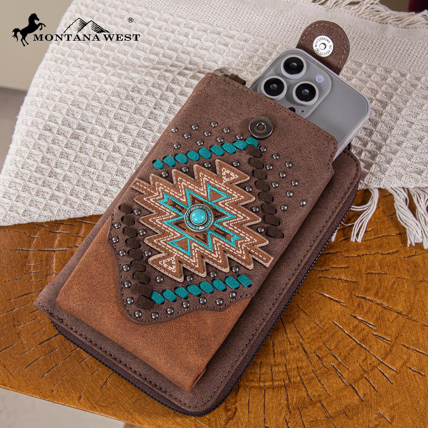 Montana West Small Crossbody Bags for Women Western Phone Wallet Cowgirl RFID Blocking Purse with Card Slots Cash Slots Western Style Crossbody Bag MW1315-183CF